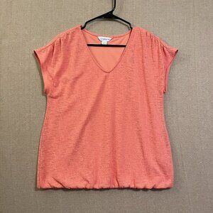 Liz Claiborne Top Women's Medium Orange Sleeveless Elastic Bottom